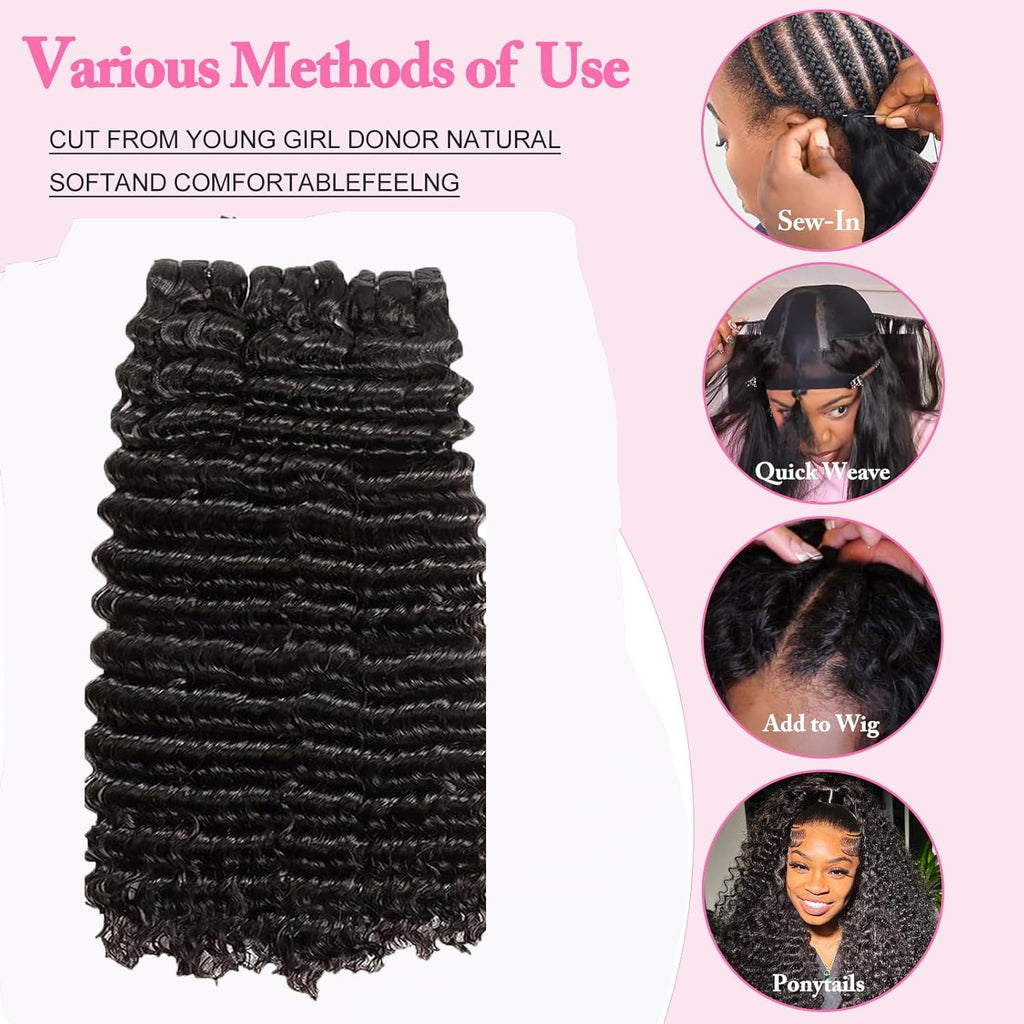 Weydlor 22 Inch Deep Wave Human Hair Bundles 12A Brazilian Deep Curly 1 Bundles for Black Women 100% Unprocessed Wet and Wavy Bundle Human Hair Natural Black