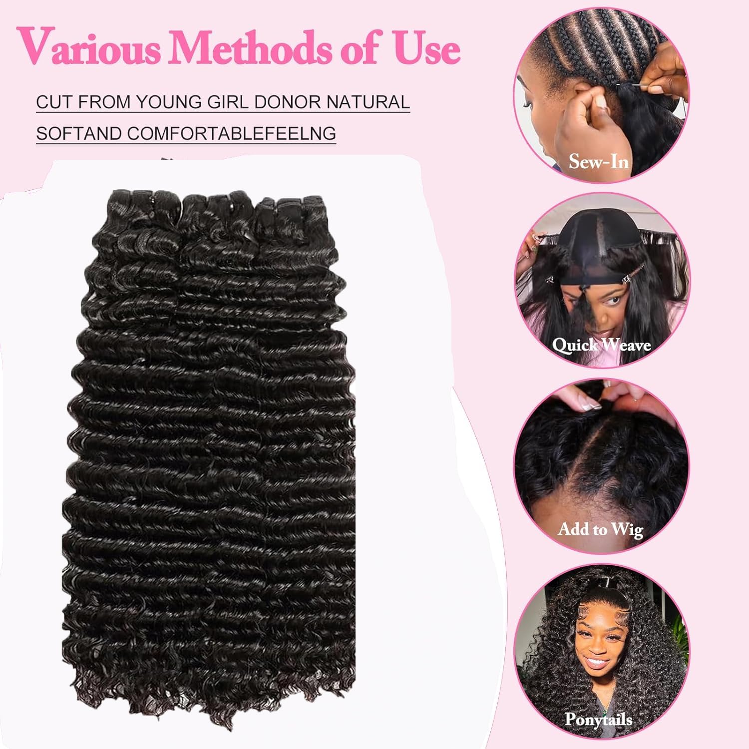 Weydlor 22 Inch Deep Wave Human Hair Bundles 12A Brazilian Deep Curly 1 Bundles for Black Women 100% Unprocessed Wet and Wavy Bundle Human Hair Natural Black