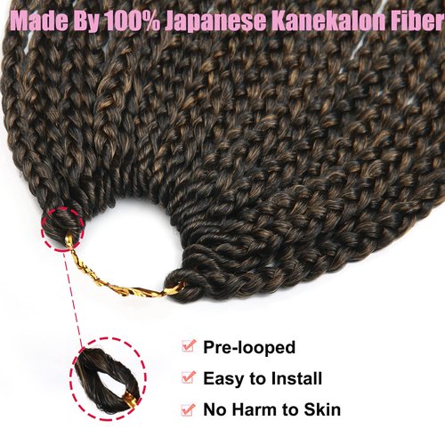 14 Inch Crochet Box Braids Hair Curly Ends Ombre Brown Curly Wave Synthetic Box Hair For Braid 6Packs 22 Strands/pcs Crochet Braids For Women(14inch, 1B/27#) …