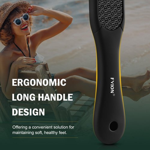FVION Double-Sided Nano Glass Foot File for Callus Remover - Highly Effective Hard and Dead Skin Remover for Cracked Heels and Dry Skin (Black)
