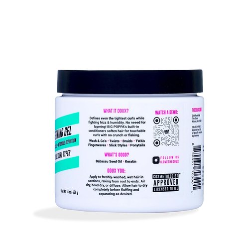 Doux BIG POPPA Curl Defining Gel - Frizz Control & Soft Hold with Babassu Oil for Curly Hair