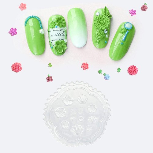 Konsait 5 Pack 3D Nail Art Mold Silicone assorted Nail Art Cabochon Decortive Mold Nail Art Making Tools Silicone Carved Mold Template Mould Kit