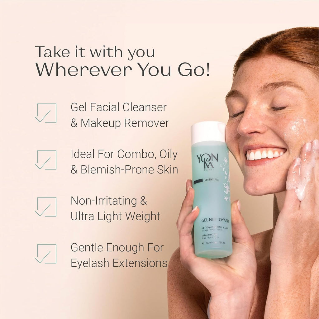 Yonka Gel Cleanser - Gentle Foaming Face Wash & Makeup Remover | Balances pH & Cleanses Pores | For Acne-Prone & Oily Skin
