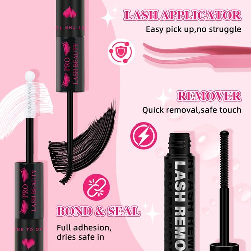 PROLASHBEAUTY Lash Clusters with Spikes 80D 100D Manga Lash Clusters Kit Spiky Eyelash Clusters Lash Bond and Seal Lash Remover Lash Tweezer Apply at Home(80D+100D, 8-18mix)