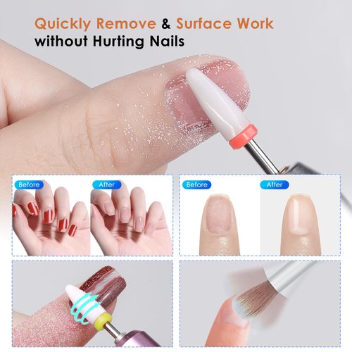 Depvko 22pcs Nail Drill Bits Set, Professional 3/32'' Ceramic Safety Drill Bits Nail Tech, Cuticle Remover Drill Bit for Acrylic Gel Efile Nail Drill, Nail Manicure Pedicure Set, Salon Home