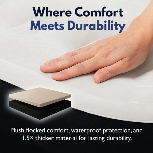 King Koil Queen Air Mattress - Luxury Pillow Top with Built-In Pump | Waterproof, 20" Height, Ideal for Home & Camping