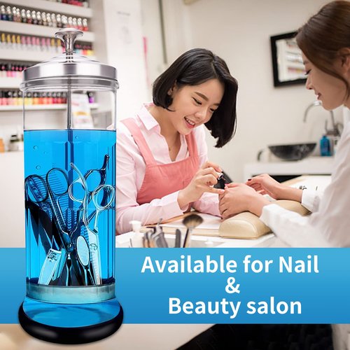 Disinfectant Sterilizer Jar - Durable Glass for Nail Tools and BarberShop Hair Stylist Tools (50 Oz /1500ml)