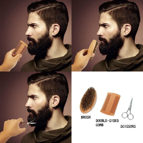 Beard Grooming Kit,Beard Kit with Beard Oil,Beard Growth Serum,Beard Wash, Beard Balm,Beard Brush, Beard Comb, Beard & Mustache Scissors Beard Growth Kit Unique Gifts for Men