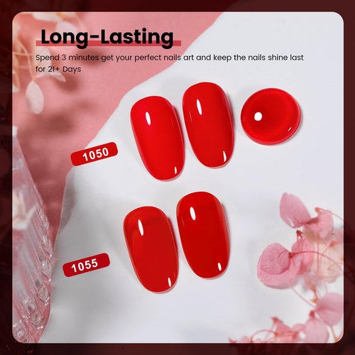 RARJSM Red Gel Nail Polish Set - Bright Red Air Dry Lacquer & Opaque Gel for DIY Nail Art | 15ml