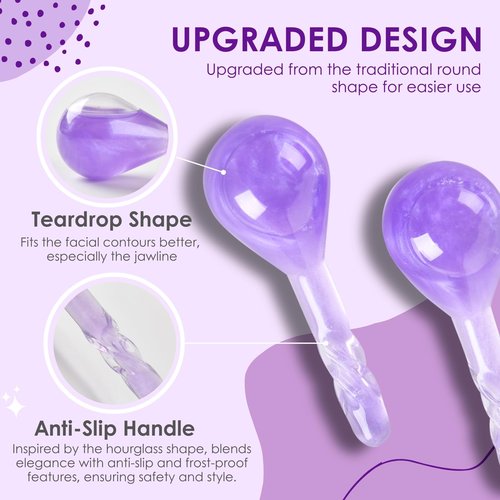 Facial Ice Globes, Cryo Cooling Balls with Anti-Slip Handle for Face, Eyes & Neck, Relaxing Beauty Massage Tool for Soothing and Refreshing Skincare Routine, Quicksand Purple