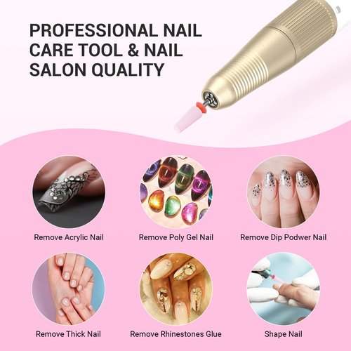 MelodySusie 5 in 1 Nail Drill Bits, 3/32'' Ceramic Cross Cut Bits, Suitable for Manicure Pedicure Cuticle Gel Polishing, Pink, Series Bit-M, Fine