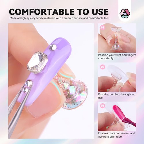 SAVILAND Nail Stand for Press ons:3 Set Strong Magnetic Aurora With Nail Stand 40 Pcs Reusable Sticky Putty Nail Holder For Painting Nails For Nail Practice Acrylic Nail Holder Home Beginner Supplies