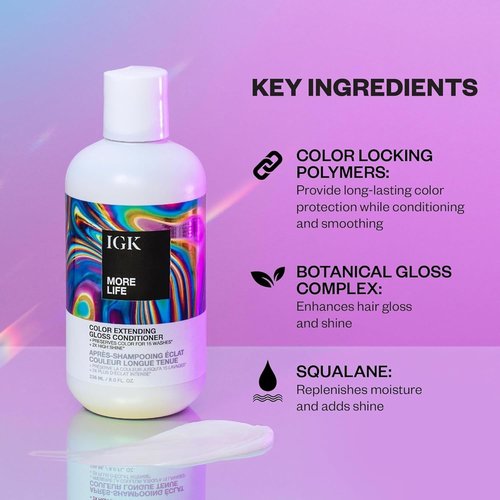 IGK MORE LIFE Color Extending Conditioner - Boost Gloss & Softness | Protects Color-Treated Hair from Fading