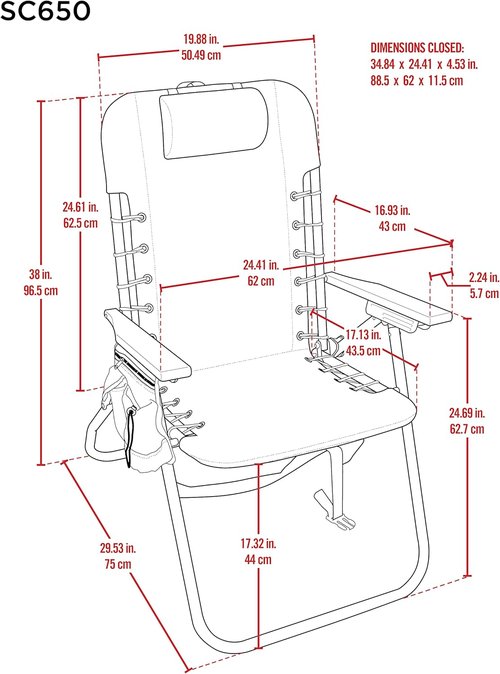 Tommy Bahama Folding Beach Chair - 4-Position Lace-Up Suspension - 17" Seat Height - Portable & Comfortable