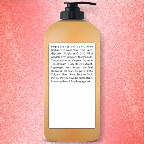 Being Naturals Aloe vera Gel - from 100% Pure Organic Aloe- Natural Raw Moisturizer for Face, Body, Hair. Perfect for Sunburn, Acne, Razor Bumps 16.9 fl oz (Salmon DNA + Niacinamide)
