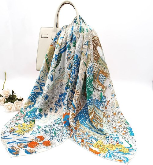 Andantino 100% Silk Scarf - Large 43" Square Lightweight Headscarf & Shawl for Women | Gift-Ready Packaging