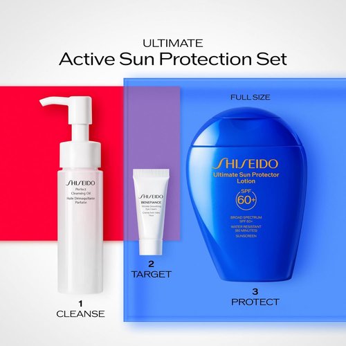 Shiseido Active Sun Protection Set | Benefiance Eye Cream, SPF 60+ Lotion & Cleansing Oil - $83 Value