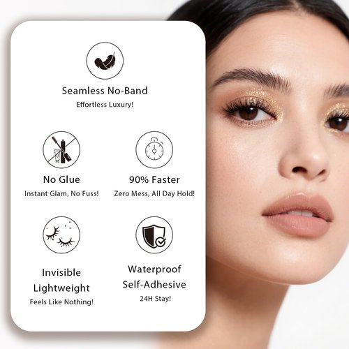 EHSZM BEAUTY POP PRESS 12-14mm Self-Adhesive Lash Clusters Kit, Natural-Curl, 1-Minute Pre-Glued Press-On, All-Day No-Fall, Thin Invisible Band, Natural Wispy Naked Makeup Look, Includes Tweezers