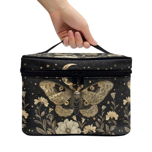 Flashideas Moth Leopard Large Capacity Travel Toiletry Bag Multifunctional Zipper Makeup Organizer Makeup Bag for Purse Toiletry Bag for Skincare Makeup Organizer Bag