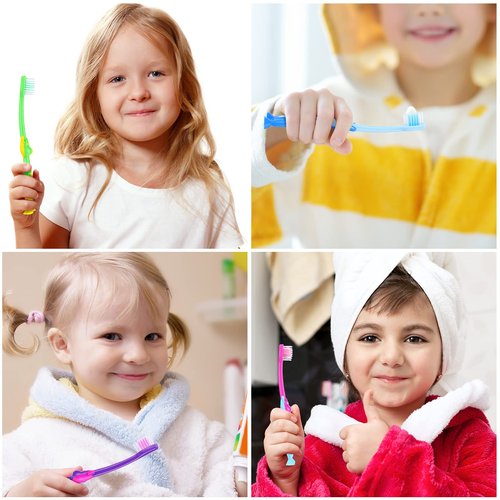 Gerrii Kids Toothbrushes Bulk Soft Lovely Little Kangaroo with Covers Suction Cup Individually Wrapped for Children Toddler Home School Camp Daycare Travel(100 Pcs)