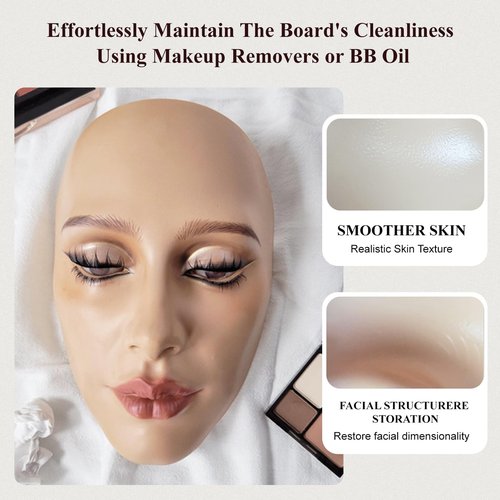 CHADWICK 5D Makeup Practice Face Board, Silicone Mannequin, Reusable Beginner Eye Practice for Makeup Artists, Girl's Gift or Professionals (Golden Wheat)