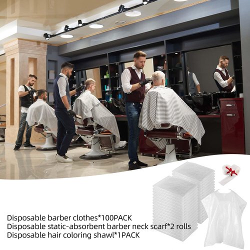 100 PCS 62X51 Inch Disposable Barbershop Capes,Disposable Hair Salon Capes, Clear Plastic Hair Dye Cape for Barbershop Hair Dye Washing