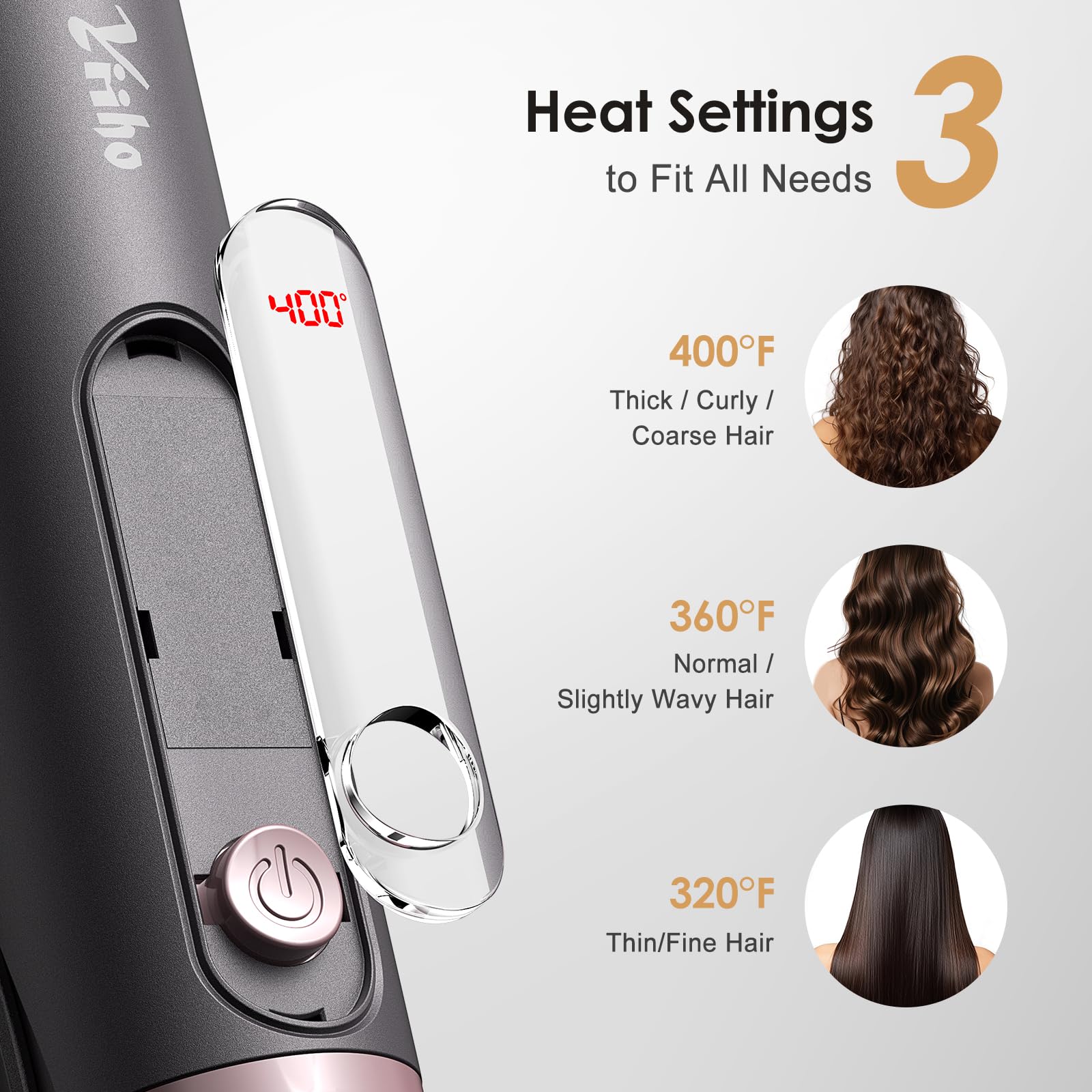 Yiiho Hair Straightener Brush, Straightening Brush with Sectioning Pick for Women & Men, 2 in 1 Hair Straightener Comb with 3 Temperature Settings, Hot Comb Flat Iron for Straightening & Curling