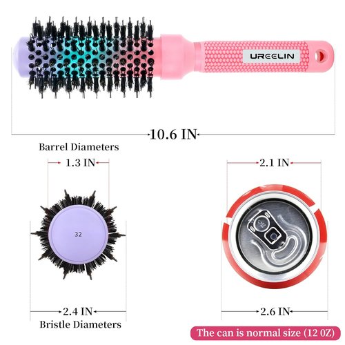 UREELIN Round Brush - 1.3 Inch Nano Thermal Ceramic & Ionic Hair Brush with Boar Bristles for Salon-Quality Blowouts, Volume & Shine