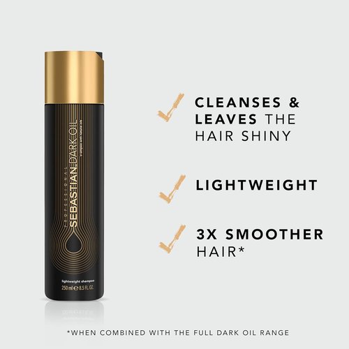 Sebastian Professional Dark Oil Shampoo - Lightweight Formula with Jojoba & Argan Oil for Silky Hair