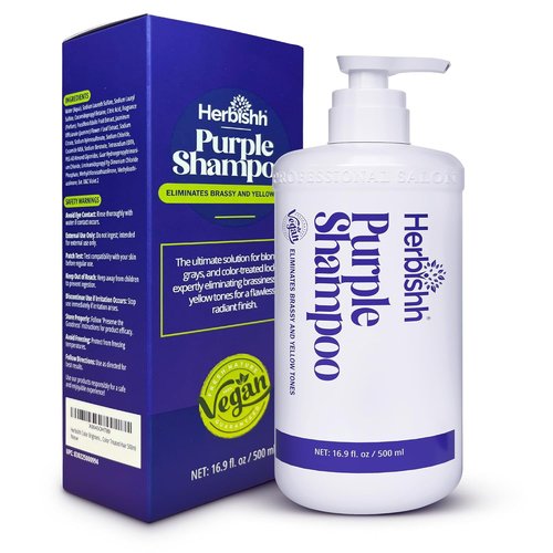 Herbishh Purple Shampoo - Deep Cleansing for Blonde Hair | Eliminates Yellow & Brassy Undertones - 16.9 fl. Oz