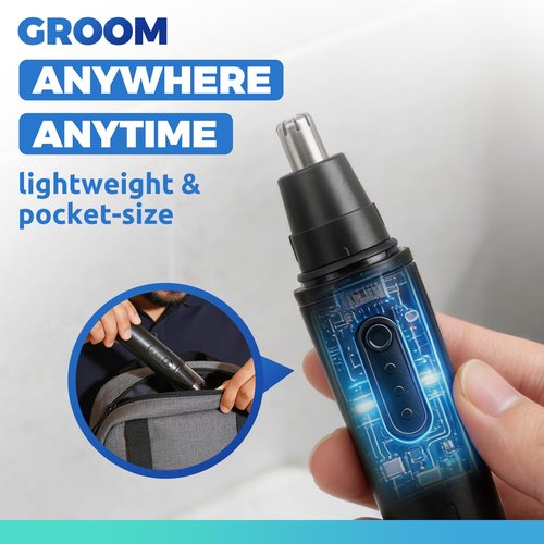 Ear and Nose Hair Trimmers for Men: Skinsafe Nasal Hair Cutter with 5 Months Long Lasting Battery Life - Portable Nose Trimmer Grooming Tool Easy of Use and Clean, Correct Size Nose Hair Remover