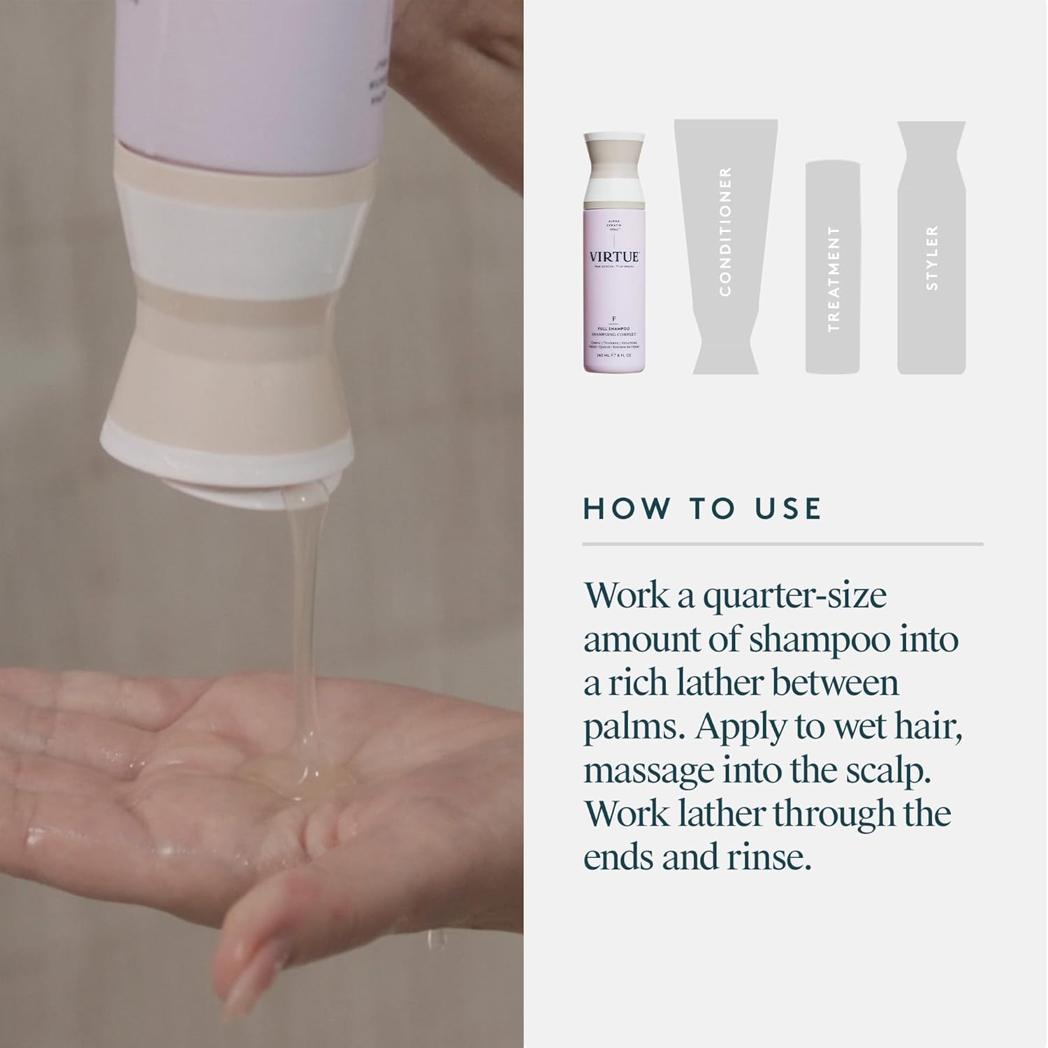 Virtue Full Volumizing Shampoo - Sulfate Free, Thickens Hair, Safe for All Hair Types