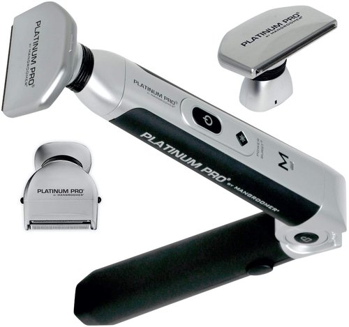 MANGROOMER Platinum Pro Back Shaver - 3 Flex Heads, Power Hinge & Extreme Reach Handle | Bonus Case Included