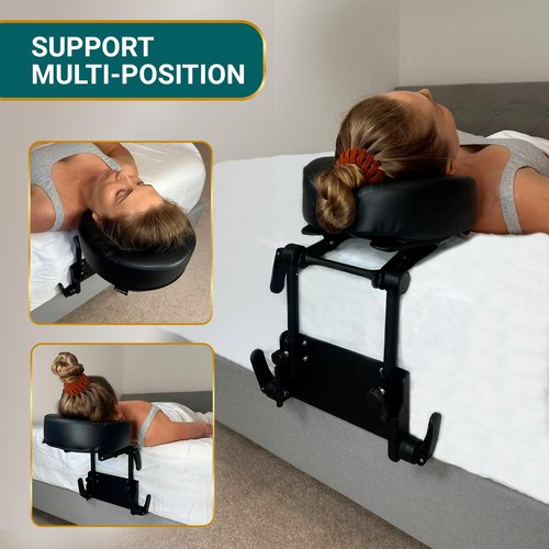 EASY SPA Home Mattress Top Massage Kit Adjustable Headrest with PU Face Down Pillow, Face Cradle for Massage Table, Massage Equipment (Black)