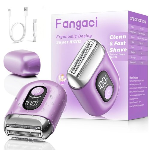 Fangaci Cordless Electric Shaver for Women: Mini Electric Razors with LED Display - Rechargeable Bikini Trimmer - IPX7 Waterproof Wet Dry Face Razor for Body Pubic Leg Valentine's Day Gifts