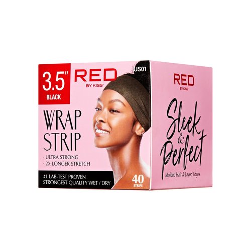 Red by Kiss Hair Wrapping Strip, Ultra Strong 2X Longer Stretch, 40 Strips, Suitable for Wet/Dry Hair, White, Styling Paper for Sleek Hairstyles (3.5", Black, 2 Pack)