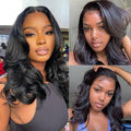 Dunmud Bob Wig Human Hair 4x4 Glueless Lace Front Wigs Human Hair Pre Plucked Short Bob Body Wave Lace Closure Wigs 10 In