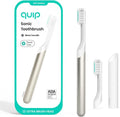Quip Metal Sonic Electric Toothbrush - Soft Bristles, Travel Case & 3-Month Battery Life | Moonlight Champagne