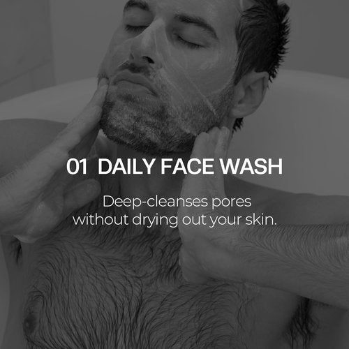 HommeFace Men's Daily Trio Skincare Set - 3-Step Routine with Face Wash, Toner & Moisturizer | CICA & Tea Tree Extracts