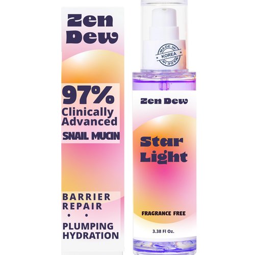 Clinically Advanced Korean Snail Mucin Serum - Star Light by Zen Dew (3.38 oz) Brightening, Anti-Aging & Hydrating K Beauty Face Serum for Glass Skin Glow – Smoothing Korean Skin Care