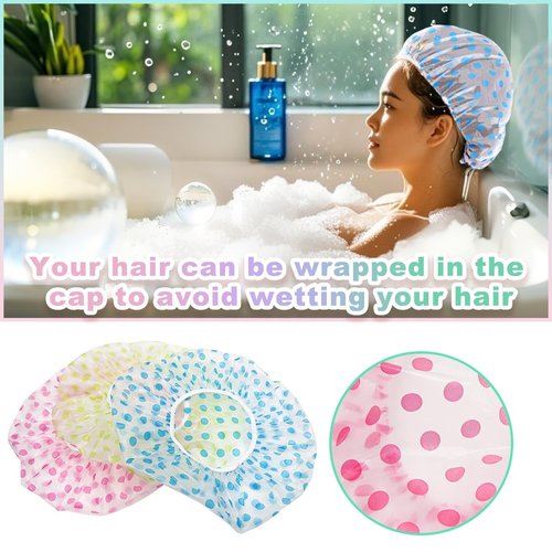 18 Pack Shower Caps for Women,Waterproof Reusable & Disposable Adjustable Bath Caps For Spa Long Hair Travel Saunas (Blue+Red+Green)