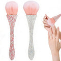 2 PCS Nail Art Dust Brush Shiny Rhinestone Fust Brushes Ultra Soft Nylon Dust Brush for Loose Face Cosmetics Blending Liquid Foundation Powder Make Up Brushes Cleaning Tools Shape Nail & Makeup Brus