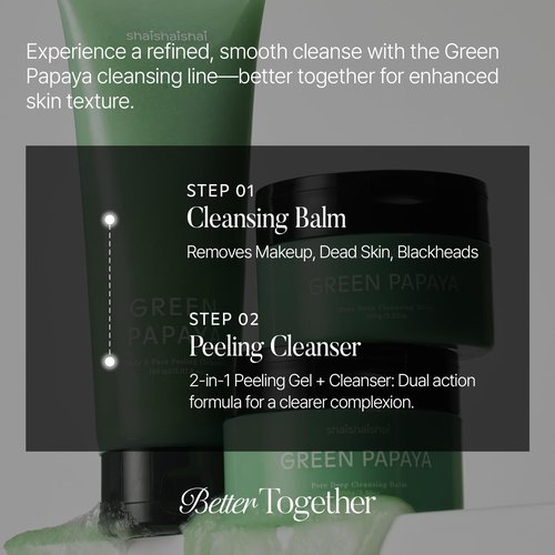 shaishaishai GREEN PAPAYA Pore Deep Cleansing Balm, Makeup Remover, Gentle Exfoliating, Pore Cleaner, Black Head Remover for Face, Oil Cleanser with Jojoba Oil, Korean Skin Care, 2.87oz