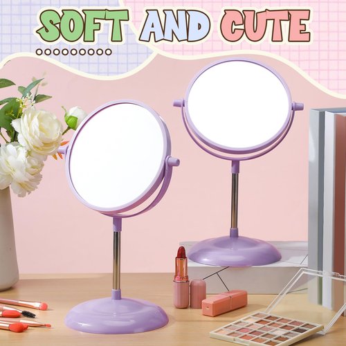 DoubleFill 6 Pcs Spa Party Mirror Spa Party Supplies Sleepover Favors Accessory Make up Table Mirror for Sleepover Slumber Birthday Favors Adult Women Gift(Purple)