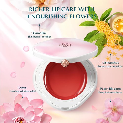 FLORASIS Dewy Touch Tinted Lip Balm - Hydrating Lip Mask for Dry Lips | Aromatic Peach, 1 Count