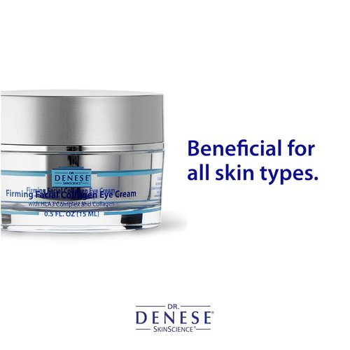 Dr. Denese SkinScience Firming Eye Cream - Collagen, Hyaluronic Acid & Peptides for Smoother Under Eyes | 0.5oz Travel Size