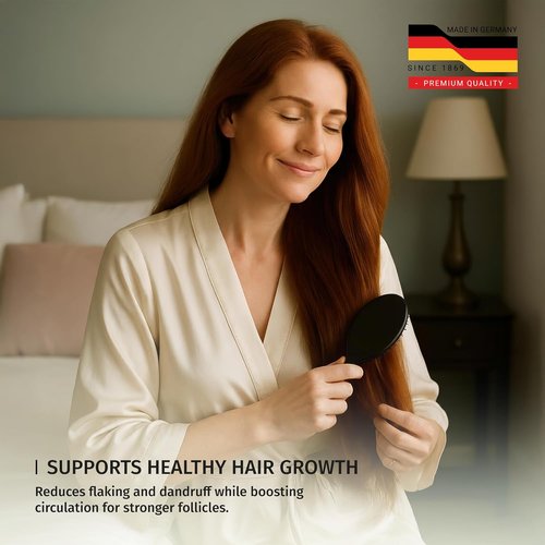 SHASH 100% First Cut Boar Bristle Hair Brush - Ideal for Fine to Thin Hair, Naturally Conditions & Improves Texture, Medium Size