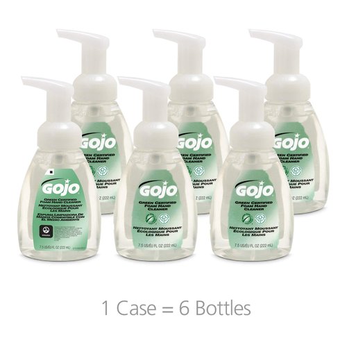 GOJO Green Certified Foam Hand Cleaner, Fragrance Free, 7.5 fl oz Foaming Hand Soap Pump Bottle (Pack of 6) - 5715-06