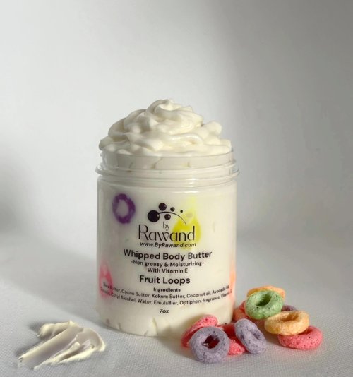 ByRawand Handmade Fruit Loops body buttercream with Shea, Cocoa & Kokum butter based with natural oils & Hyaluronic Acid - non greasy, moisturizing (Fruit Loops)