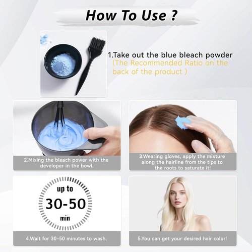 Skiennix Hair Bleach Powder - Professional Lightening Formula, Strong & Gentle, 100g/3.53oz